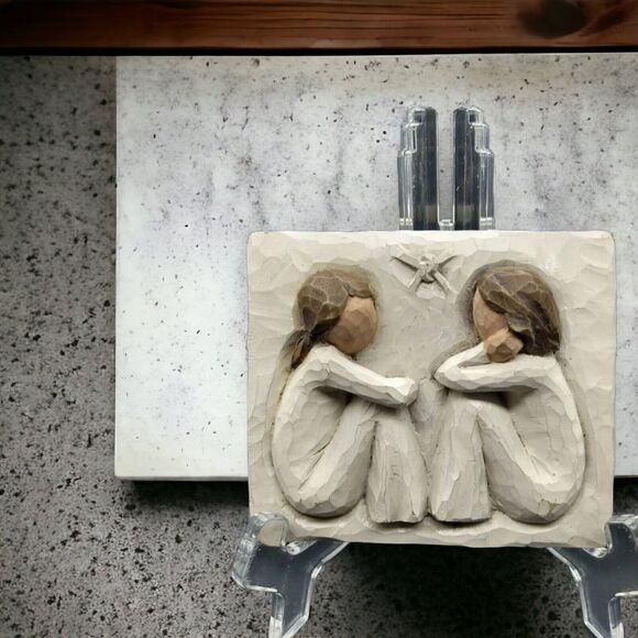 VTG Willow Tree Friendship Wall Plaque by Susan Lordi 2001 Two Friends Demdaco - Picture 1 of 8